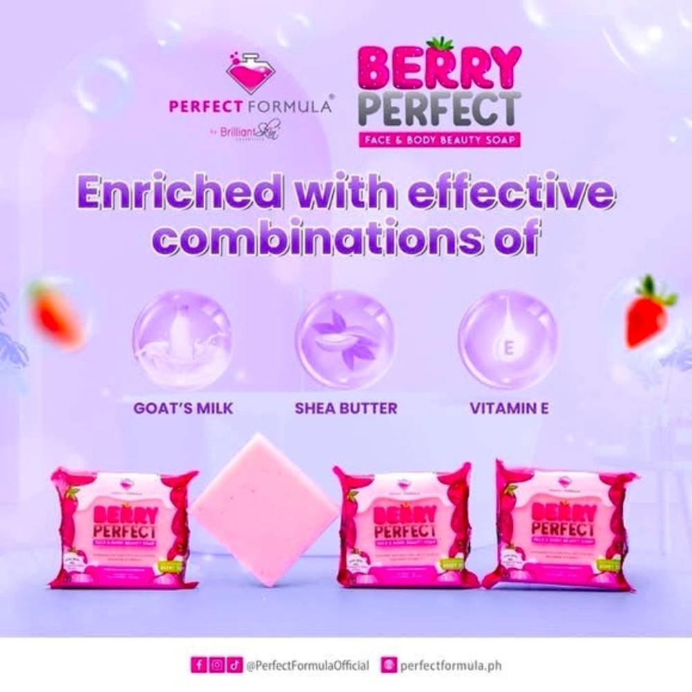 X2 pcs Berry Perfect Soap from Perfect Formula by Brilliant Skin Essentials.